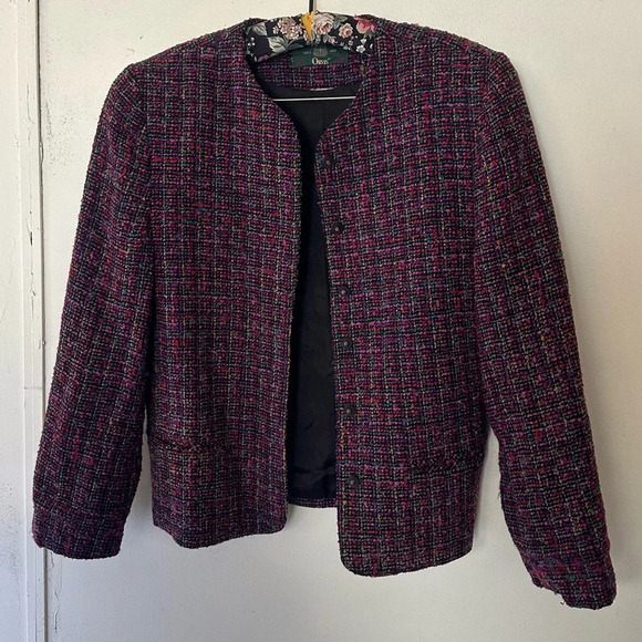 Vintage Orvis Blazer Tweed Jacket Women's Open Front Blazer Boho Chic Size M - Picture 5 of 14